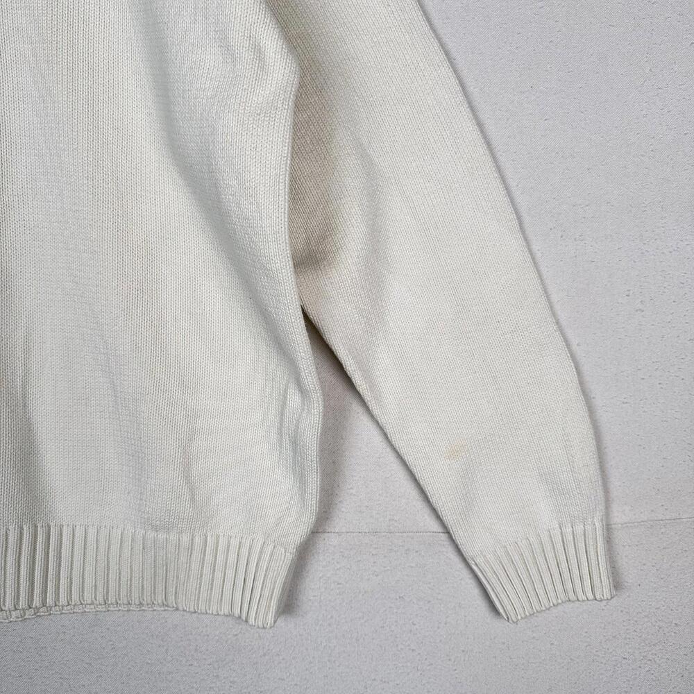 Vintage Tommy Hilfiger Men's Knit Cotton Crewneck Sweater Large White - Picture 6 of 9